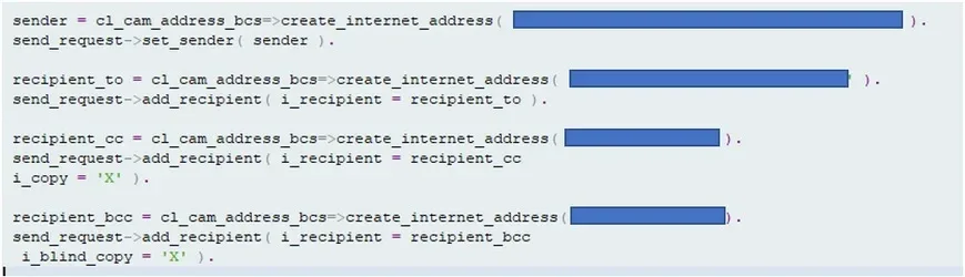 set sender and recipient set sender and recipient